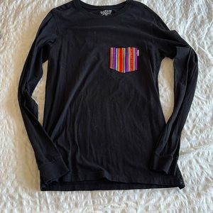 Serengetee Long Sleeve Black Long-sleeve with Pocket Accent